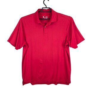 Mens FG Tech Red Golf Polo Shirt Short Sleeve Polyester Stretch Size L